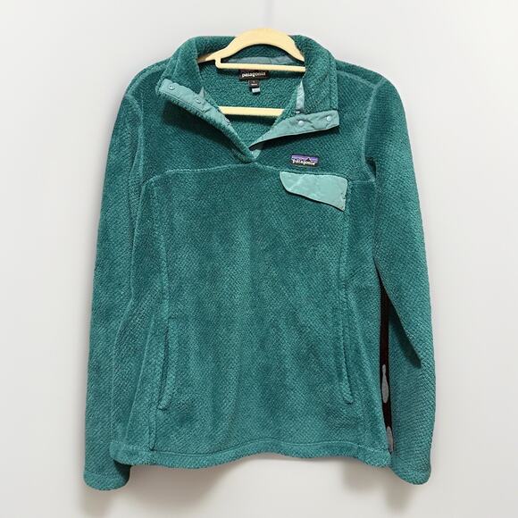 Patagonia Jacket Womens Sz L Re-Tool Snap-T Pullover Fleece Teal Polartec 25442 - Picture 2 of 3